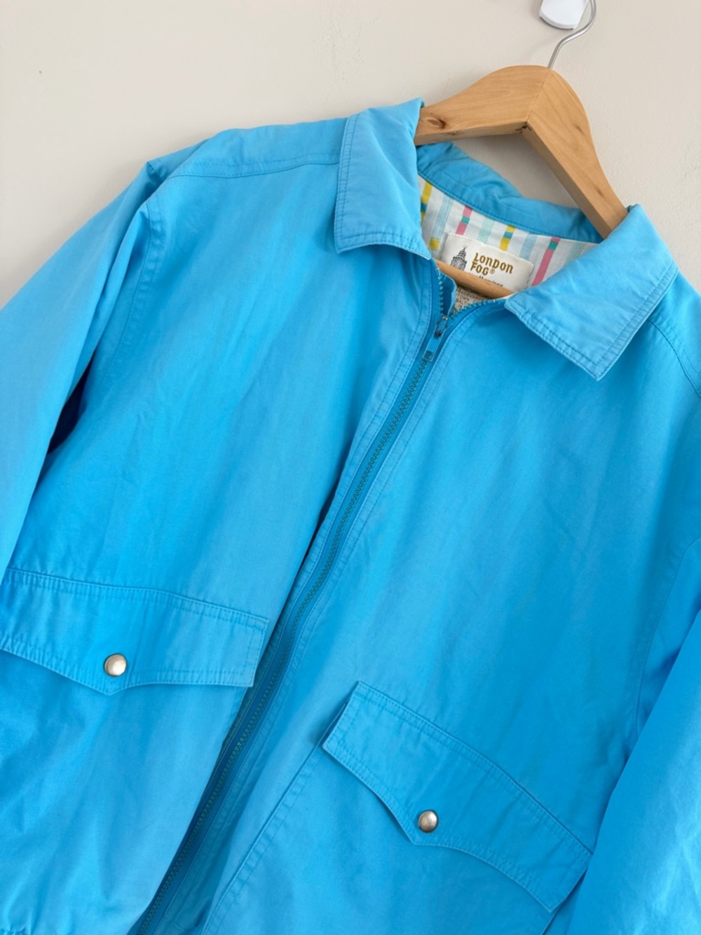 Vintage London Fog Jacket Womens Size 14 Lightweight Retro Windbreaker Coat Blue